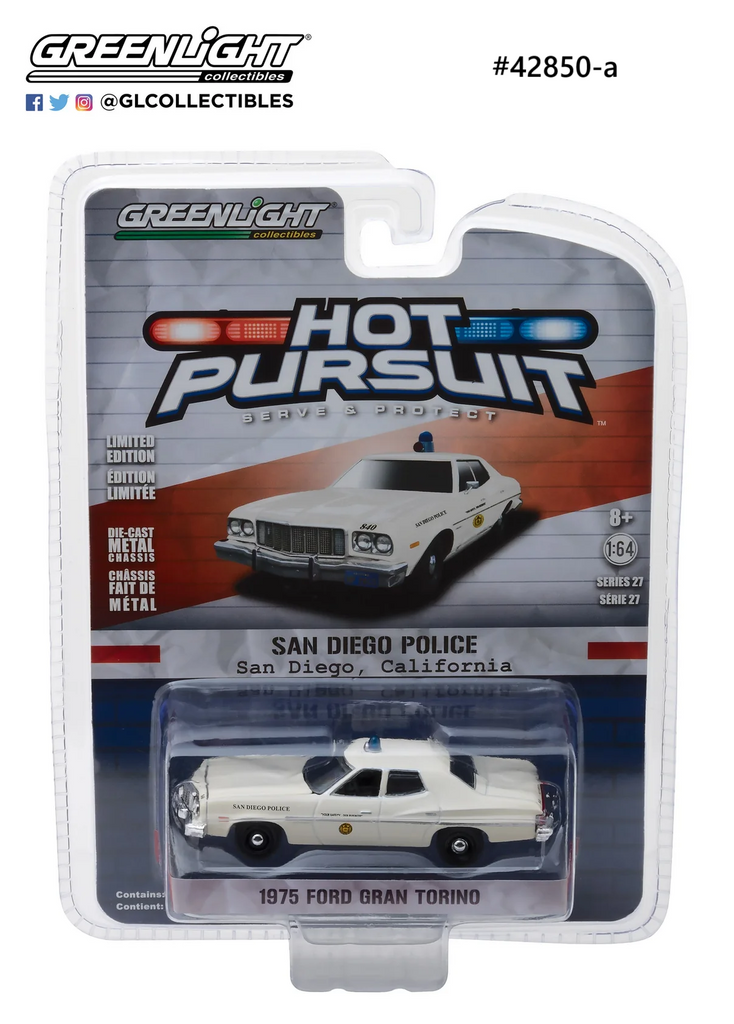 Ford Gran Torino 1975 Police Greenlight Hot Pursuit 1/64