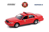 Ford Crown Victoria Interceptor 2001 Pompier Greenlight Fire & Rescue Series 2 1/64