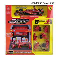 Ferrari SF-24 2024 Burago Pit Pass Diorama Playset 1/43
