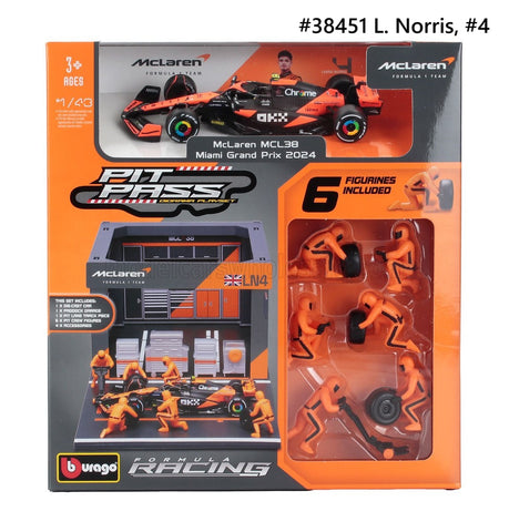 McLaren F1 Team MCL38 2024 Burago Pit Pass Diorama Playset 1/43