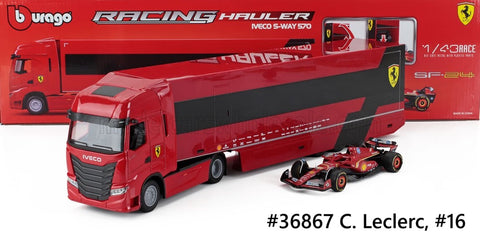 Iveco S-Way 570 (Fiat) et Ferrari FW-24 2024 Burago Racing Hauler 1/43
