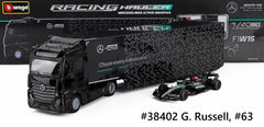 Mercedes-Benz Actros Gigaspace et F1 W15 E Performance 2024 Burago Racing Hauler 1/43