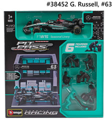 Mercedes-AMG F1 W15 E Performance 2024 Burago Pit Pass Diorama Playset 1/43