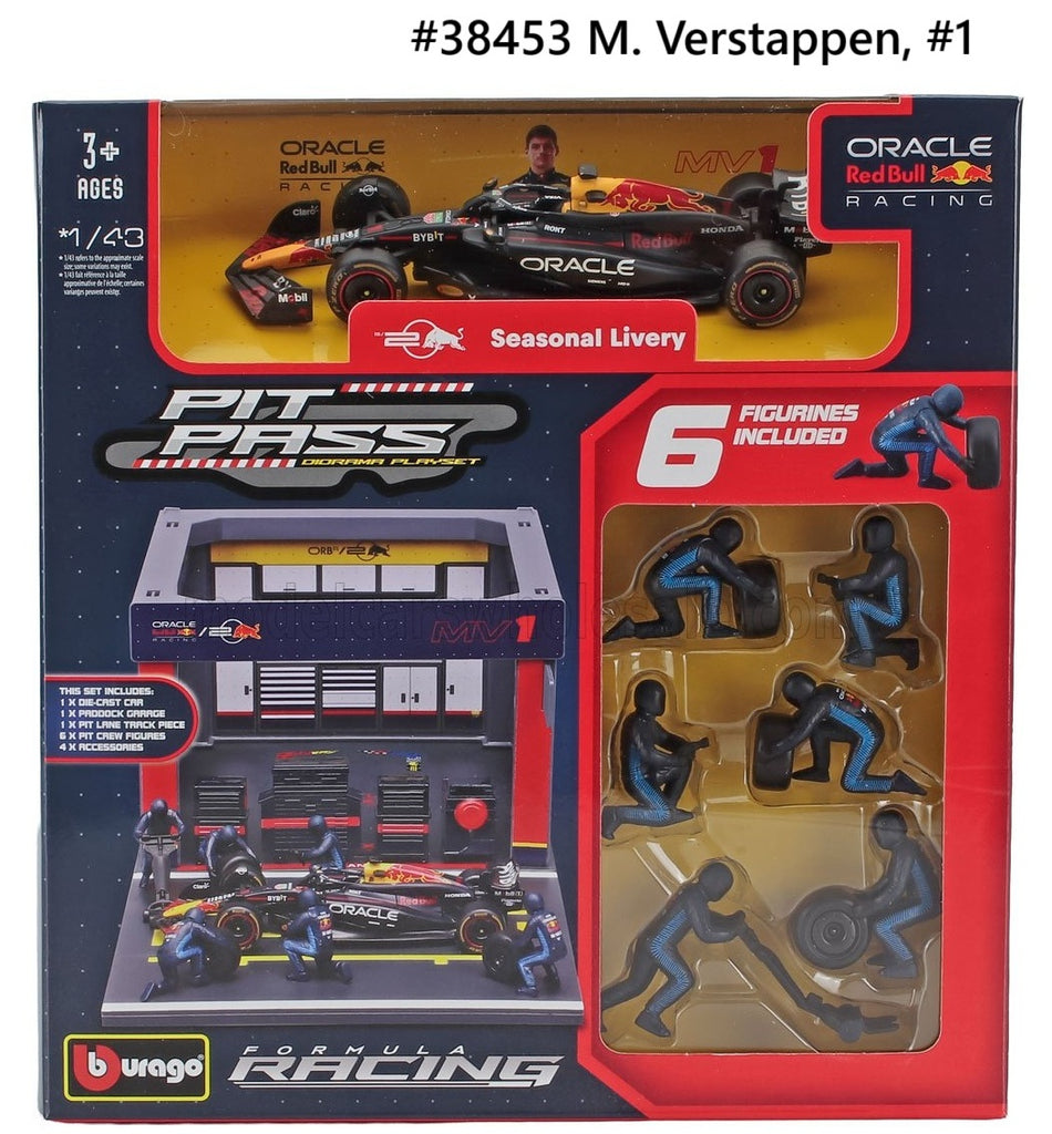 Red Bull Racing RB19 2023 Burago Pit Pass Diorama Playset 1/43