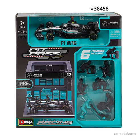 Mercedes-AMG F1 W16 E Performance 2025 Burago Pit Pass Diorama Playset 1/43