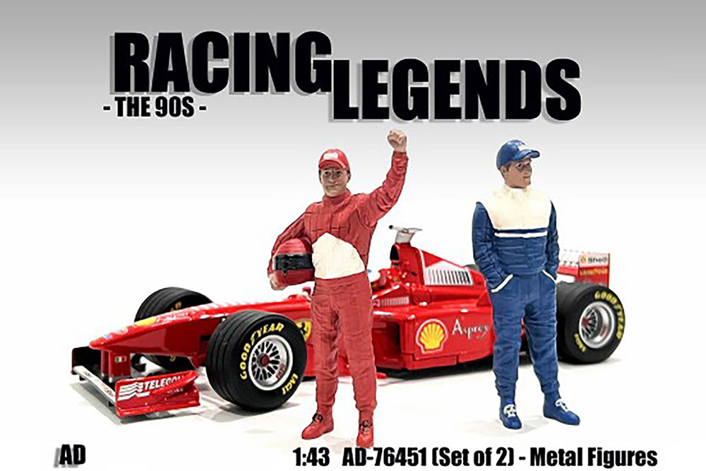 Ensemble de 2 Figurines Pilotes des années 90 Racing Legends American Diorama 1/43