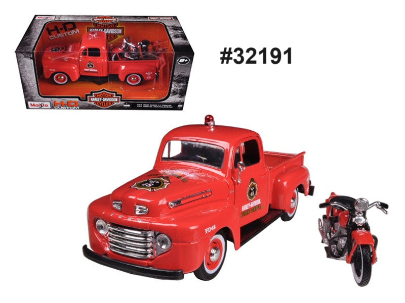 Ford F-1 Pick Up 1948 et Harley Davidson EL Knucklehead 1936 Maisto 1/24