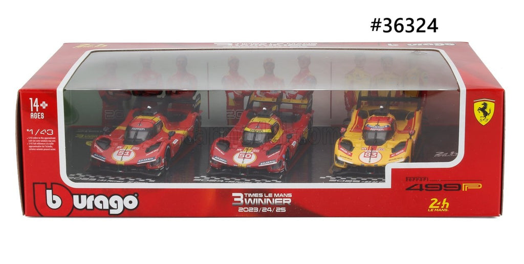 Ferrari 499P Emballage de 3 voitures Burago 1/43